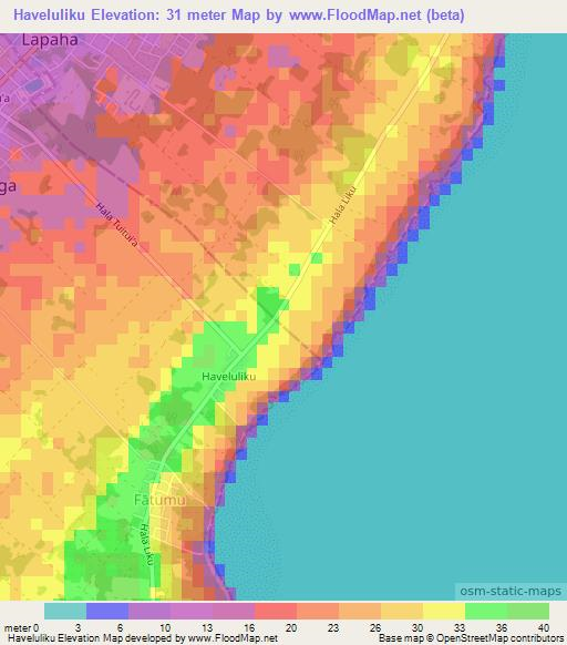 Haveluliku,Tonga Elevation Map