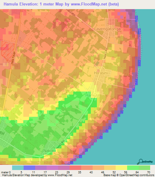 Hamula,Tonga Elevation Map