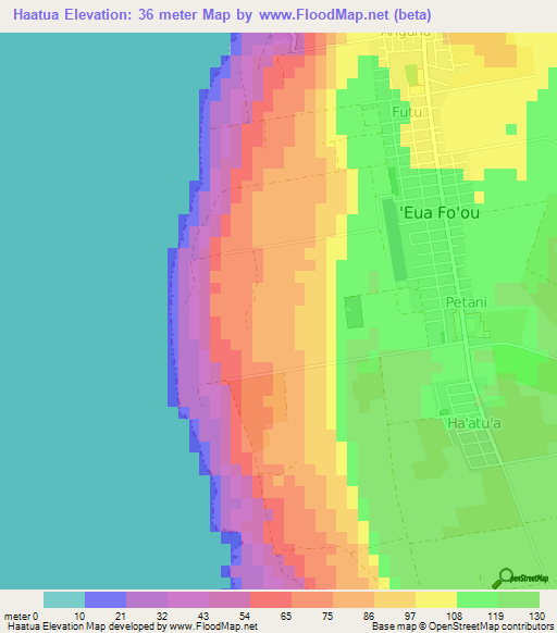 Haatua,Tonga Elevation Map