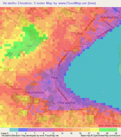 Ha`ateiho,Tonga Elevation Map