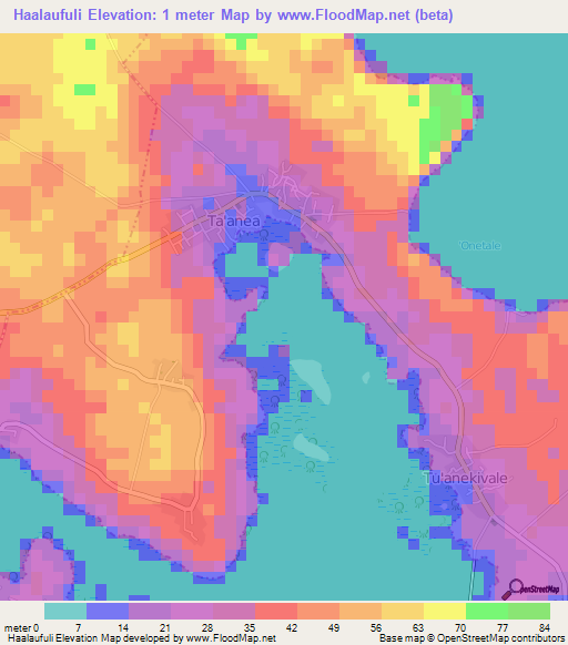 Haalaufuli,Tonga Elevation Map