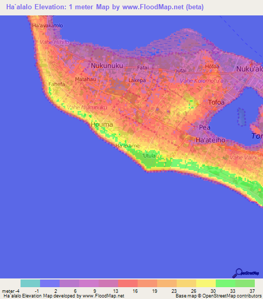 Ha`alalo,Tonga Elevation Map