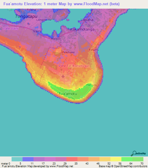 Fua`amotu,Tonga Elevation Map