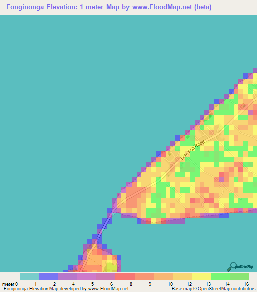 Fonginonga,Tonga Elevation Map