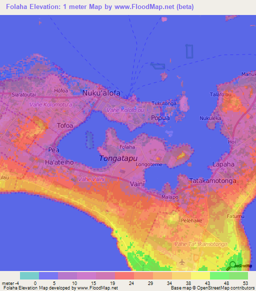 Folaha,Tonga Elevation Map