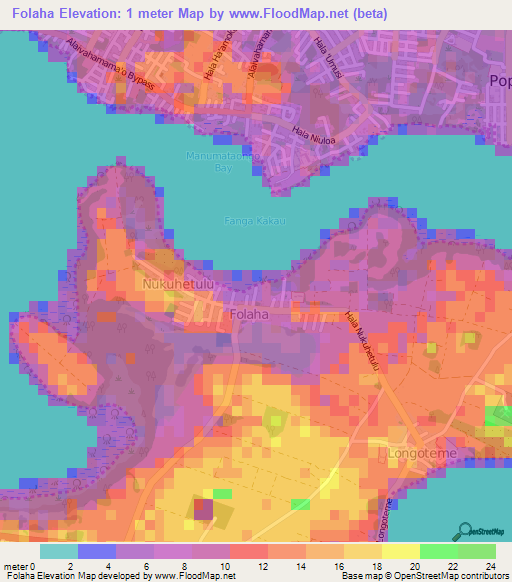 Folaha,Tonga Elevation Map