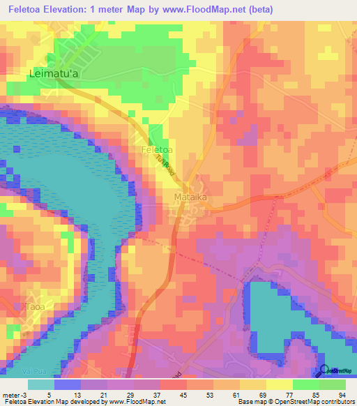 Feletoa,Tonga Elevation Map