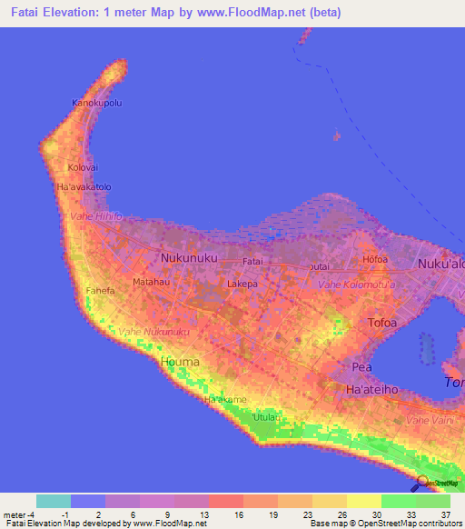 Fatai,Tonga Elevation Map