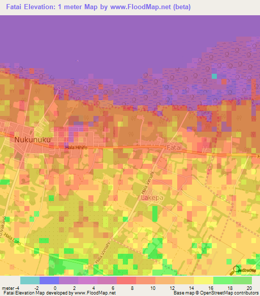 Fatai,Tonga Elevation Map