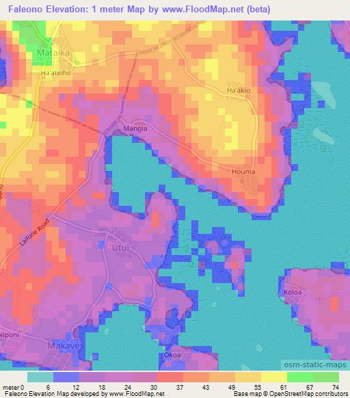 Faleono,Tonga Elevation Map