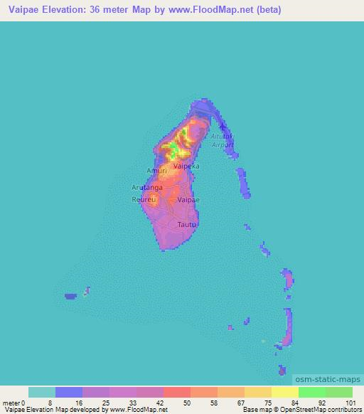 Vaipae,Cook Islands Elevation Map