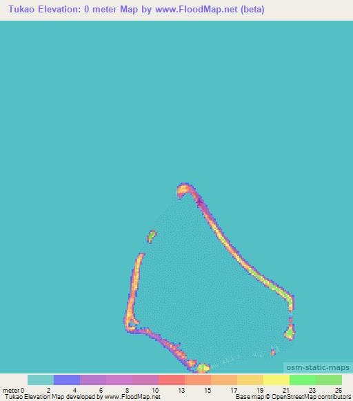 Tukao,Cook Islands Elevation Map