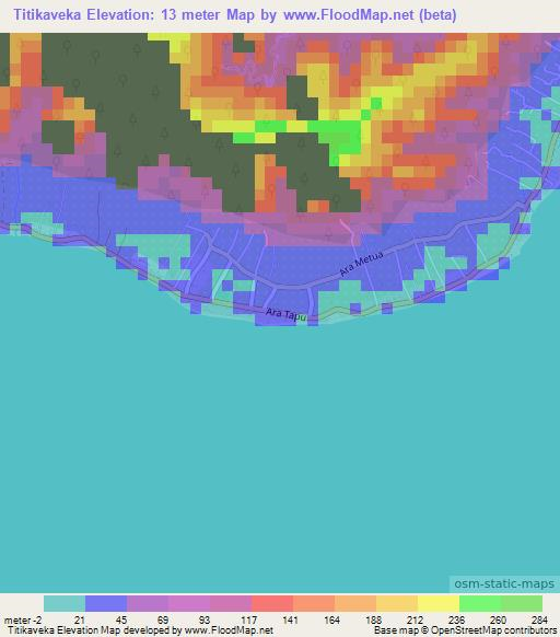 Titikaveka,Cook Islands Elevation Map