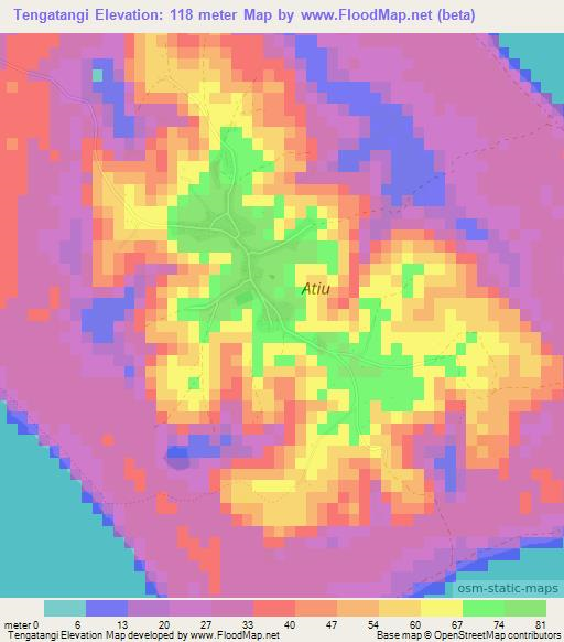 Tengatangi,Cook Islands Elevation Map