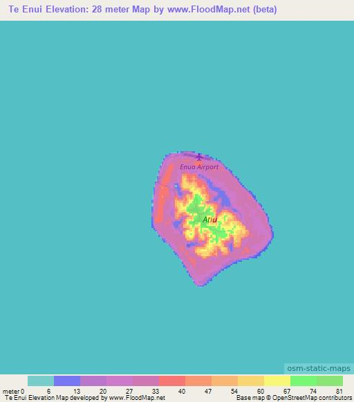 Te Enui,Cook Islands Elevation Map