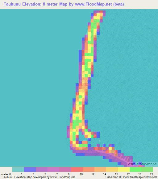 Tauhunu,Cook Islands Elevation Map