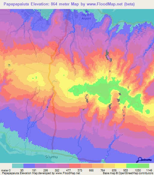 Papapapaiuta,Cook Islands Elevation Map