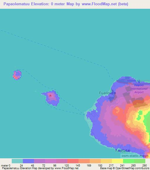 Papaolematuu,Cook Islands Elevation Map