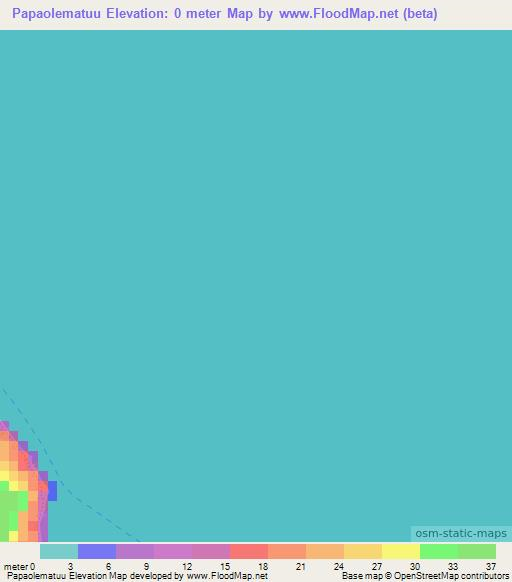 Papaolematuu,Cook Islands Elevation Map