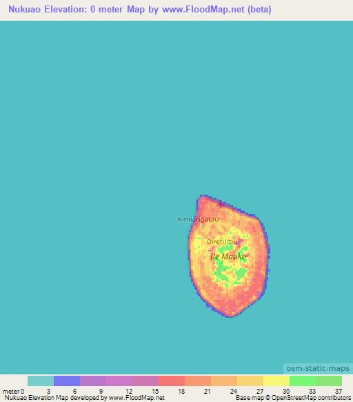 Nukuao,Cook Islands Elevation Map