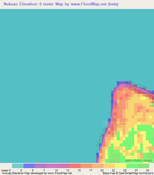 Nukuao,Cook Islands Elevation Map