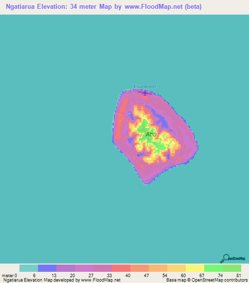 Ngatiarua,Cook Islands Elevation Map