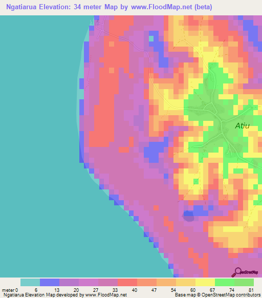 Ngatiarua,Cook Islands Elevation Map