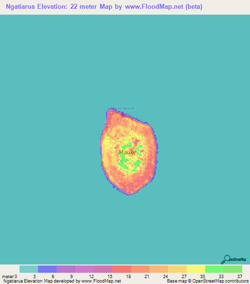 Ngatiarua,Cook Islands Elevation Map