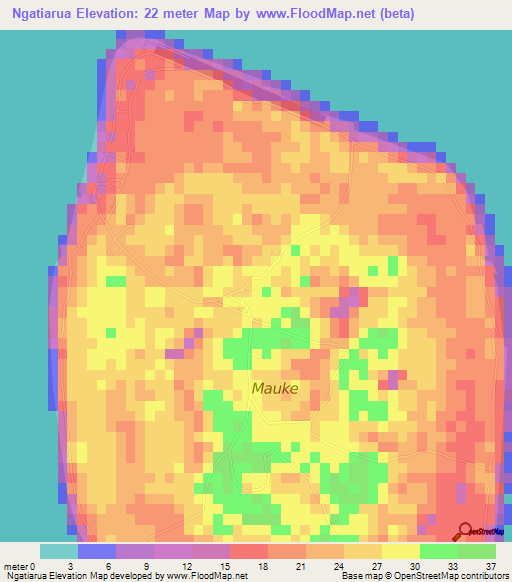 Ngatiarua,Cook Islands Elevation Map