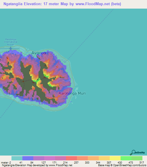 Ngatangiia,Cook Islands Elevation Map