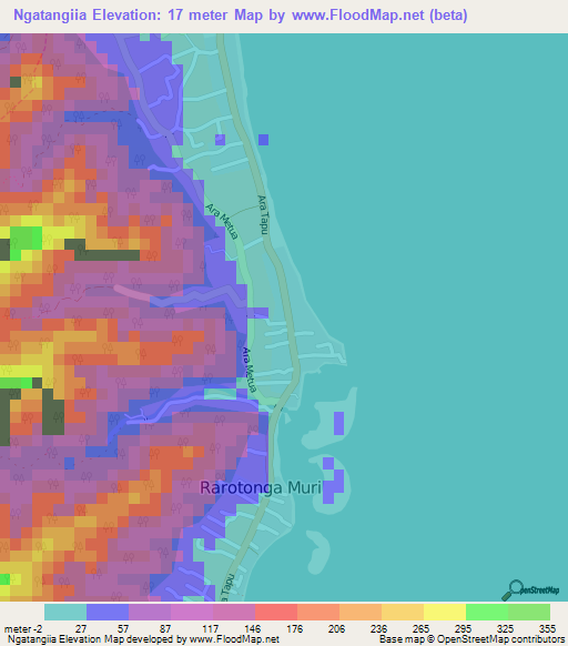 Ngatangiia,Cook Islands Elevation Map