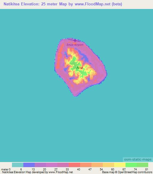 Natikitea,Cook Islands Elevation Map