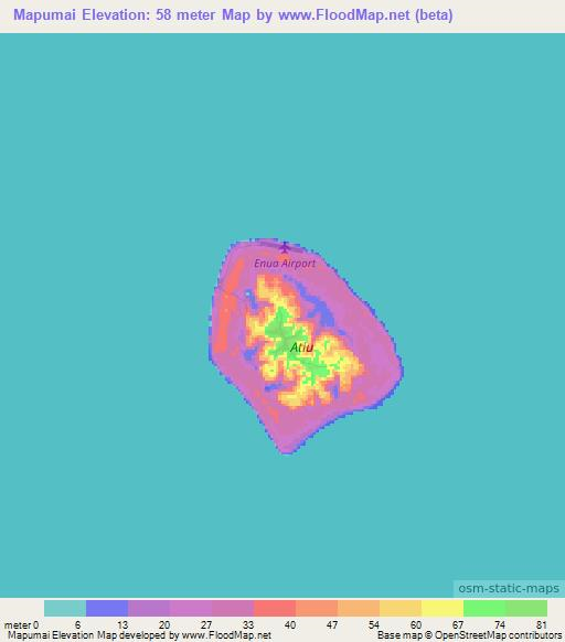 Mapumai,Cook Islands Elevation Map