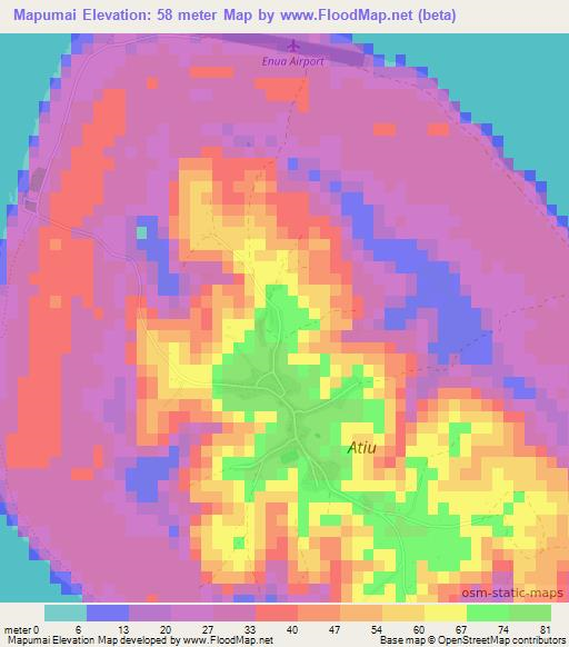 Mapumai,Cook Islands Elevation Map