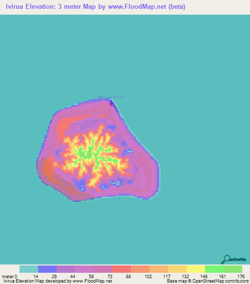 Ivirua,Cook Islands Elevation Map