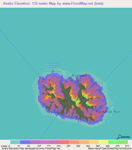 Avatiu,Cook Islands Elevation Map