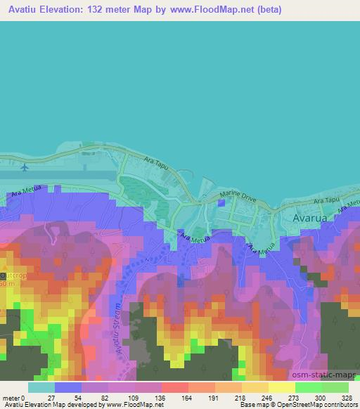 Avatiu,Cook Islands Elevation Map