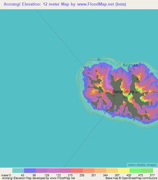 Arorangi,Cook Islands Elevation Map