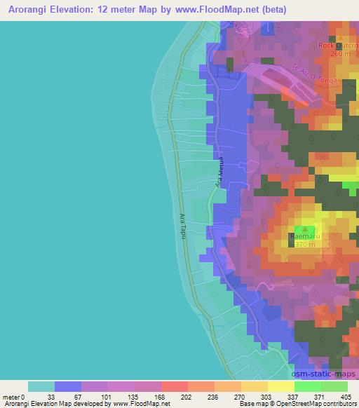 Arorangi,Cook Islands Elevation Map