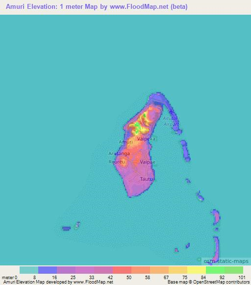 Amuri,Cook Islands Elevation Map