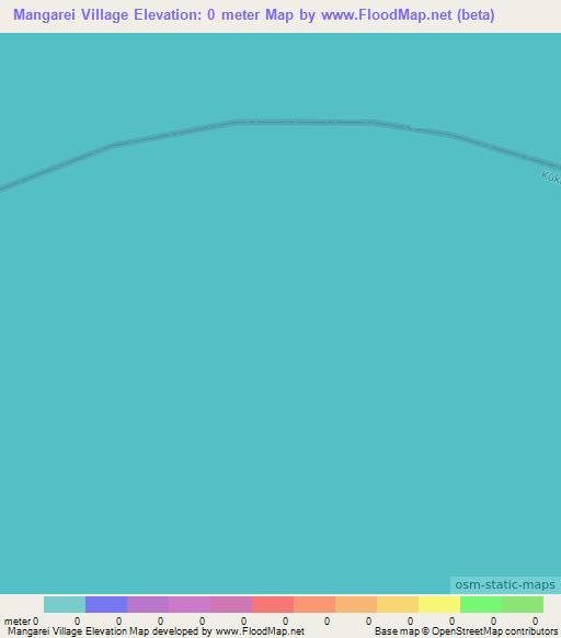 Mangarei Village,Cook Islands Elevation Map