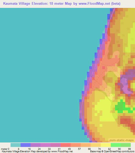 Kaumata Village,Cook Islands Elevation Map