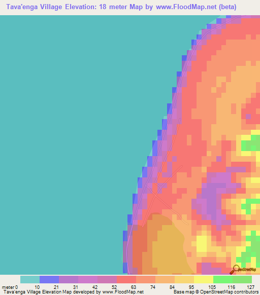 Tava'enga Village,Cook Islands Elevation Map