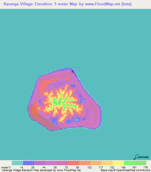 Karanga Village,Cook Islands Elevation Map