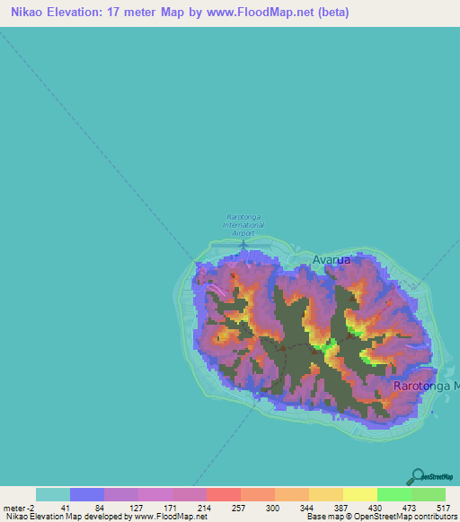 Nikao,Cook Islands Elevation Map