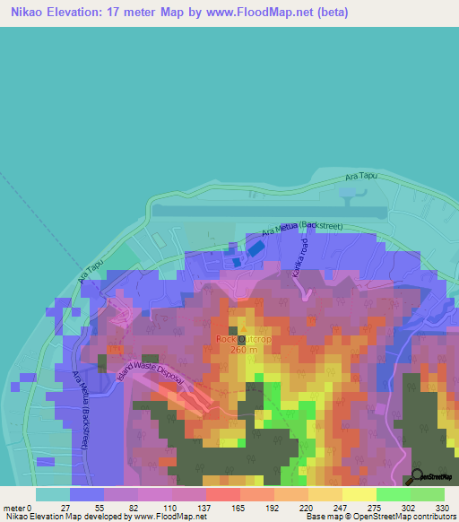 Nikao,Cook Islands Elevation Map