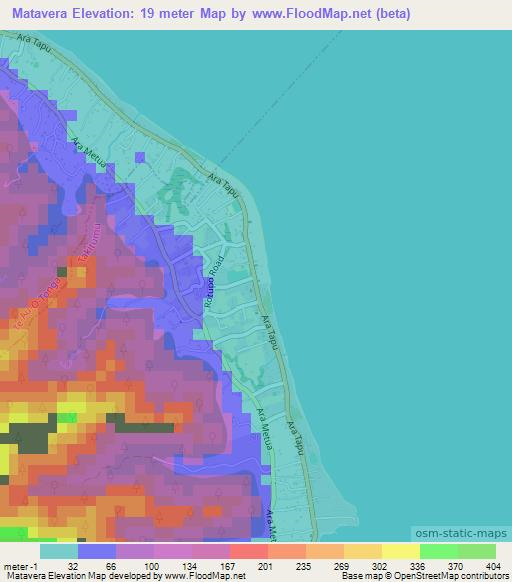 Matavera,Cook Islands Elevation Map