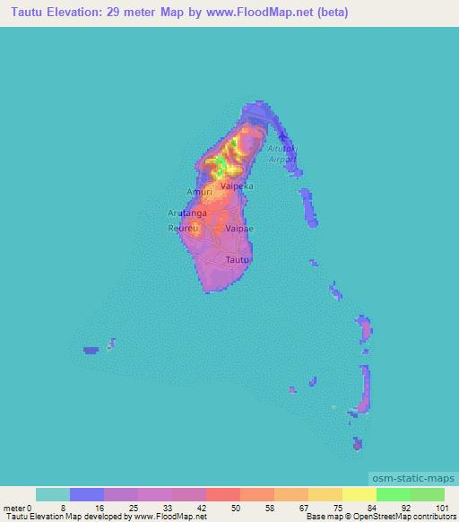 Tautu,Cook Islands Elevation Map