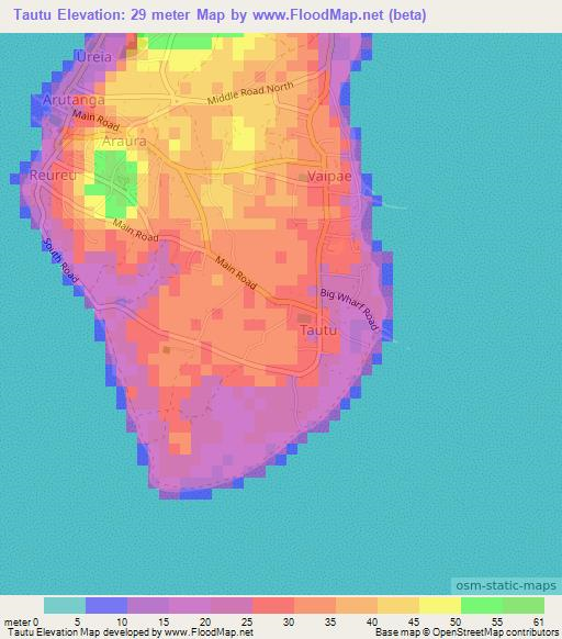 Tautu,Cook Islands Elevation Map