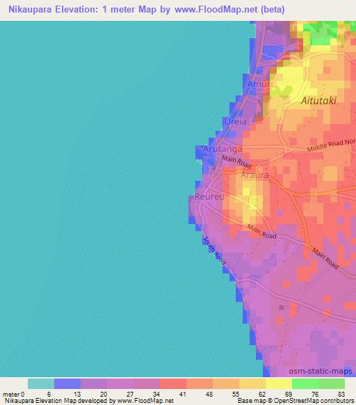 Nikaupara,Cook Islands Elevation Map